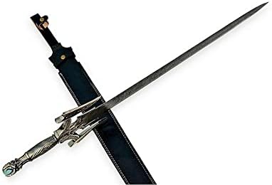 AMR41 - להב פלדה מזויף ידני מזויף חרב ברברי באורך 37 אינץ 'עם נדן עור | חרב אביר טמפלרי